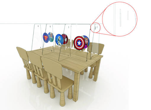 Picture of Protective divider with sticker printing for education centres. (Removable Panels)