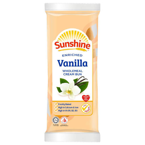 Picture of GB -B- SUNSHINE VANILLA WHOLEMEAL CREAM BUN 65GM (Production day: Mon, Wed, Fri)
